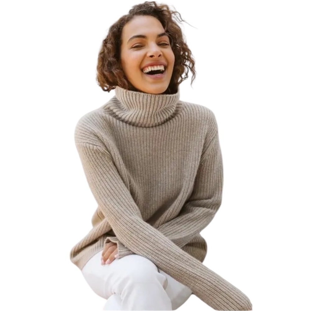 Jenni Kayne Cashmere Turtleneck. Undyed Stone. S. EUC